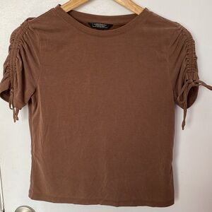 Women T shirt with Ruffled Shoulder